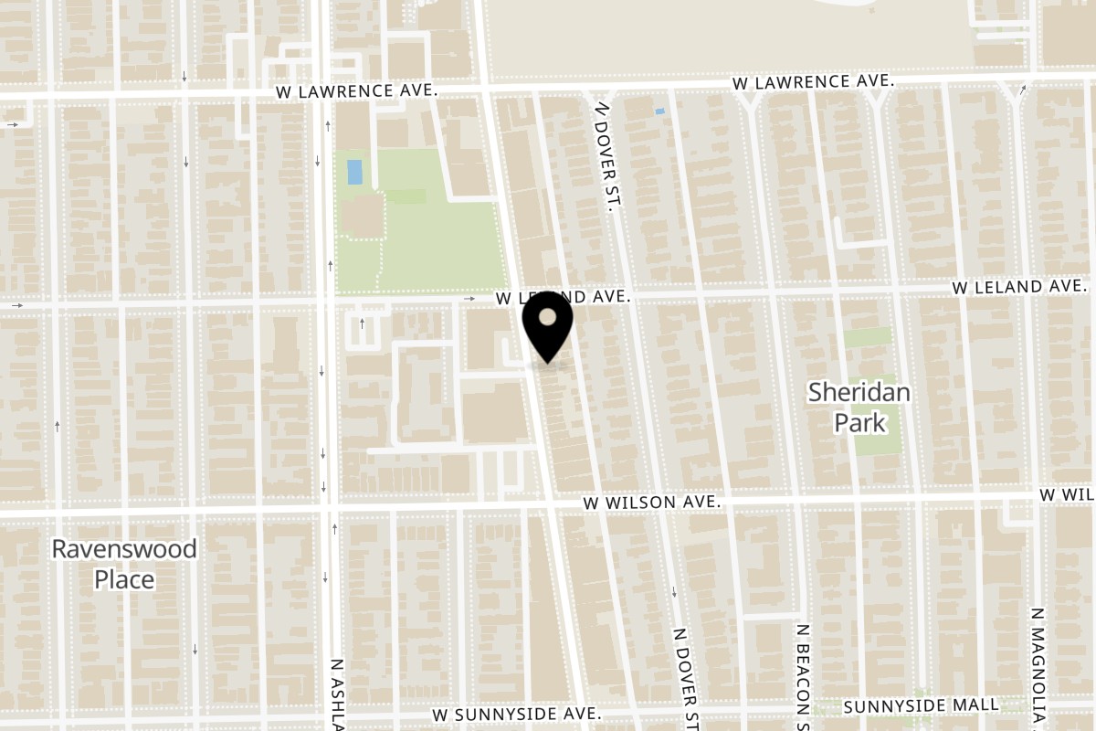 Map showing the location of La Mexicana Grill Uptown on 4641 N Clark St in Chicago